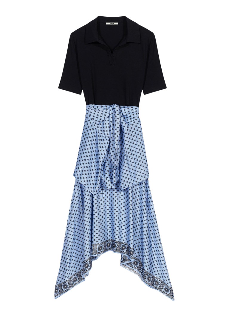 Maje Dames Midi jurk met print in de kleur Lichtblauw