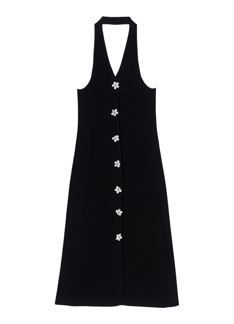 Maje Dames Midi jurk met sierknopen in de kleur Zwart