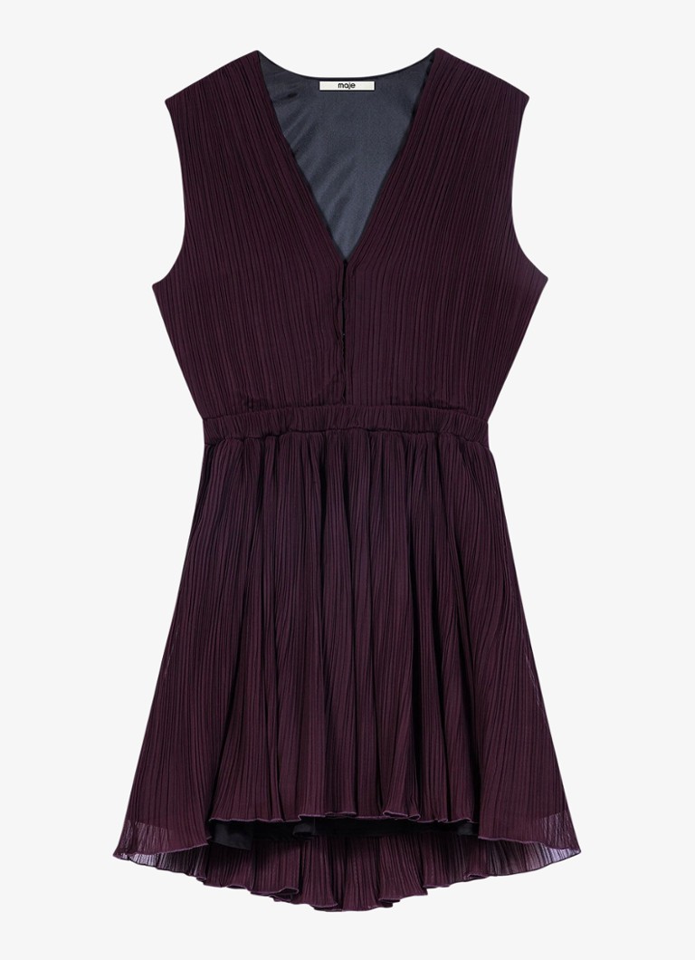 Maje Dames Mini jurk met V-hals in de kleur Paars