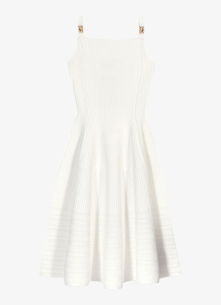 Maje Dames Gebreide maxi jurk in de kleur Wit