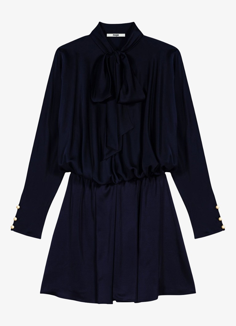Maje Dames Mini tuniekjurk met sjaalkraag in de kleur Donkerblauw