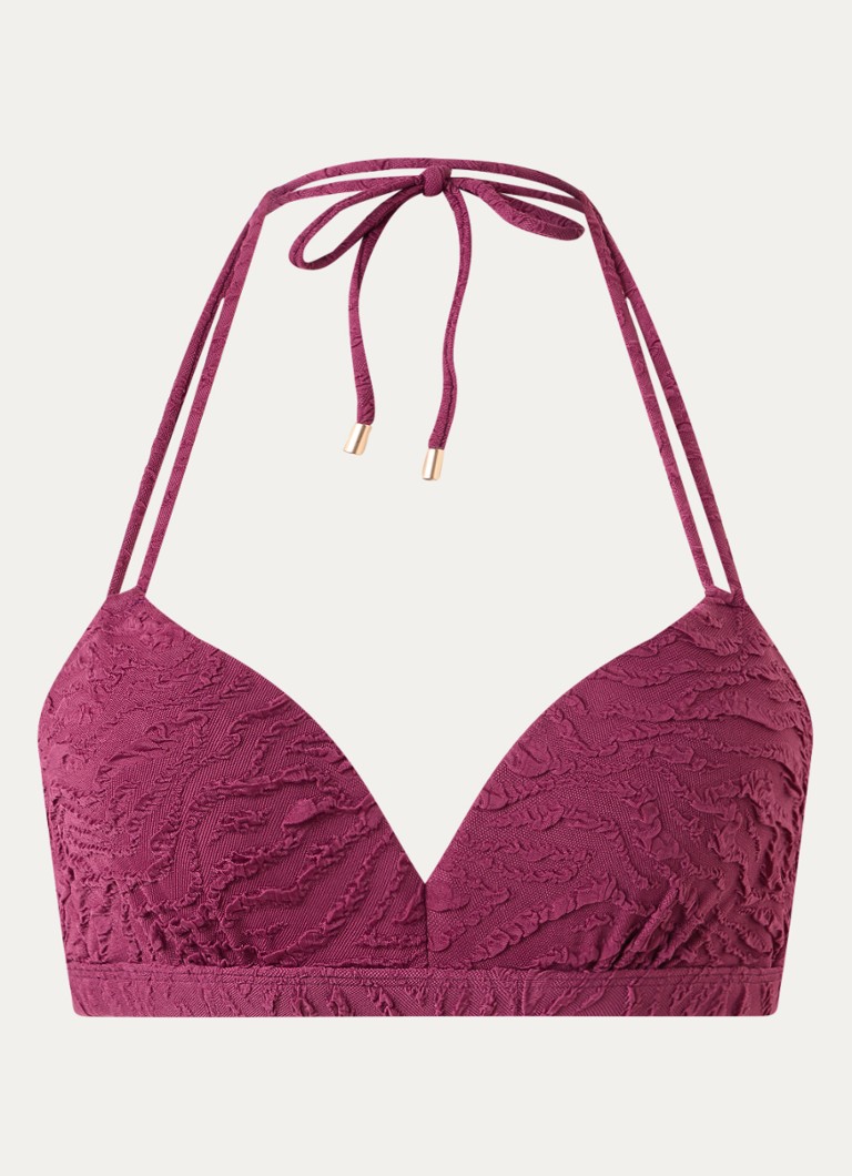 Beachlife Dames Voorgevormde halter bikinitop met structuur in de kleur Paars, maat: 42D