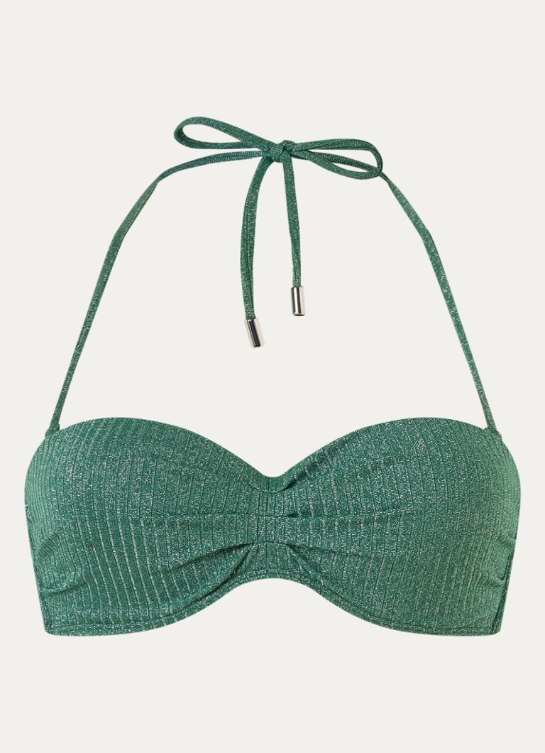 Beachlife Dames Bandeau bikinitop met lurex in de kleur Donkergroen, maat: 36B