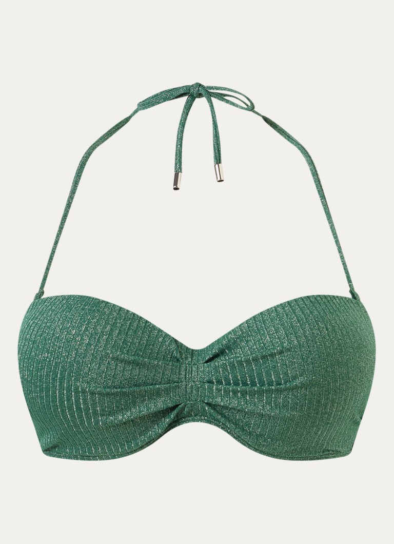 Beachlife Dames Bandeau bikinitop met lurex in de kleur Donkergroen, maat: 36D