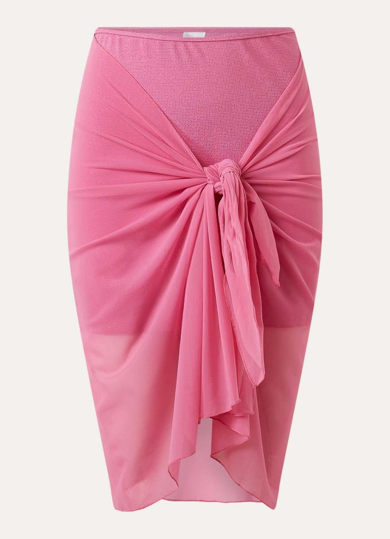 Beachlife Dames Pink Shimmer strandrok met mesh en lurex in de kleur Roze, maat: L