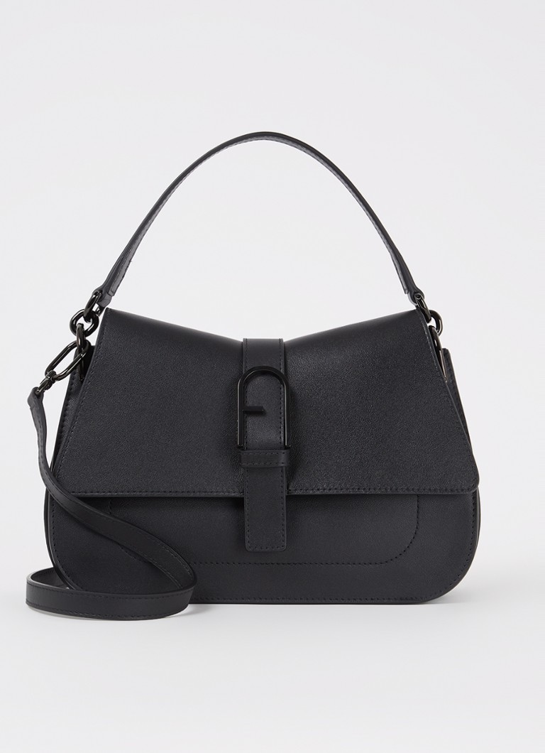 FURLA Dames Flow handtas M van kalfsleer in de kleur Zwart, maat: 0