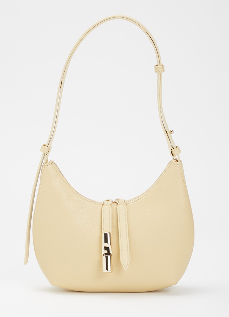 FURLA Dames Goccia S schoudertas van leer in de kleur Lichtgeel, maat: 1SZ