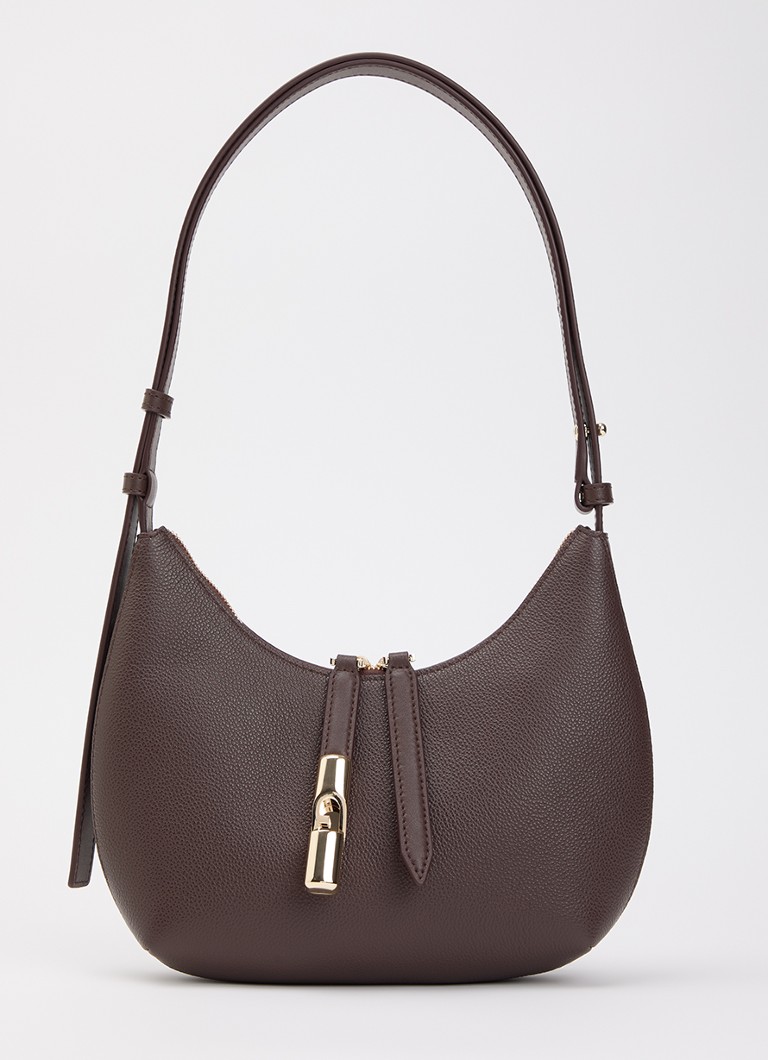 FURLA Dames Goccia S schoudertas van leer in de kleur Chocoladebruin, maat: 1SZ