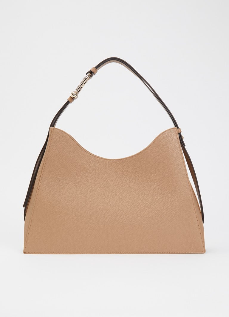 FURLA Dames Nuvola L schoudertas van kalfsleer in de kleur Beige, maat: 90