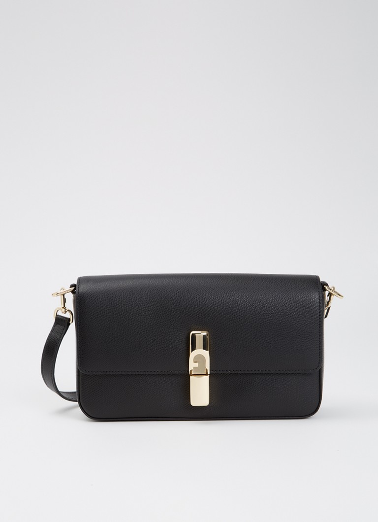 FURLA Dames Schoudertas van leer met afneembare schouderriem in de kleur Zwart, maat: OZ