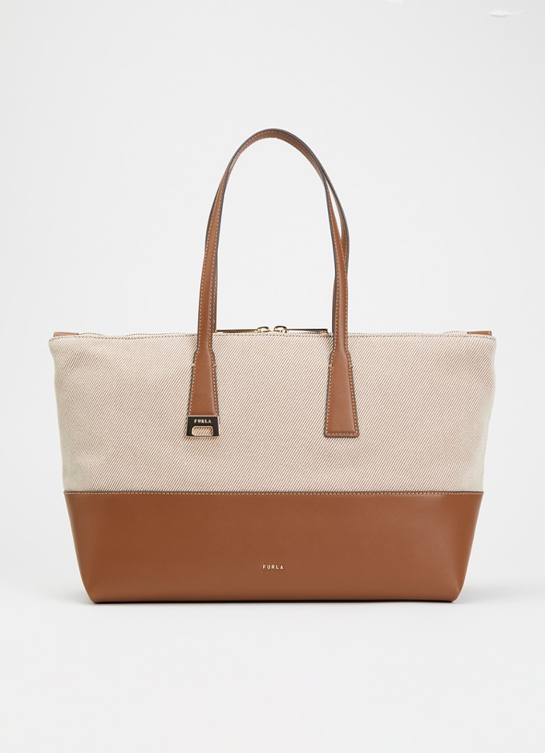 FURLA Dames Olivia L schoudertas met details van leer in de kleur Cognac, maat: 1SZ