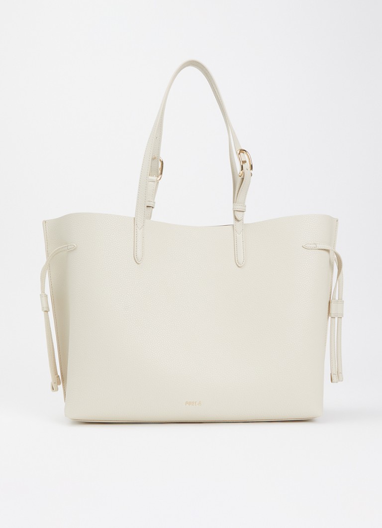 FURLA Dames Ava L schoudertas van kalfsleer in de kleur Creme, maat: 1SZ