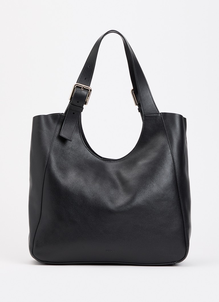 FURLA Dames Dora L schoudertas van leer in de kleur Zwart, maat: 1SZ