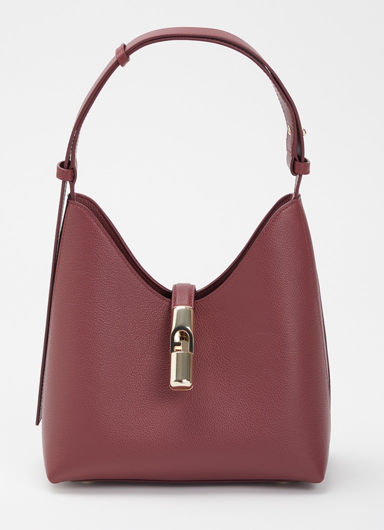 FURLA Dames Goccia S schoudertas van leer met verstelbare schouderriem in de kleur Cranberryrood, maat: 1SZ