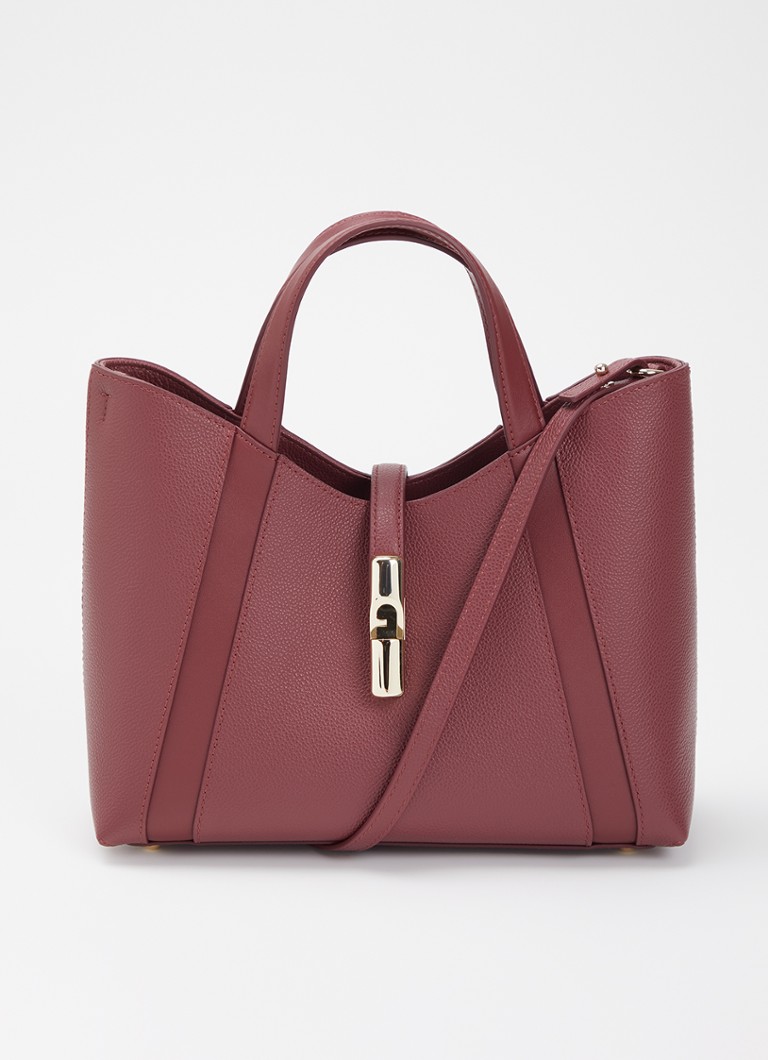 FURLA Dames Goccia S shopper van leer met afneembare schouderriem in de kleur Rood, maat: 1SZ
