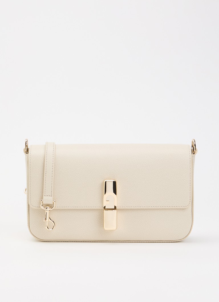 FURLA Dames Iride S crossbodytas van leer met afneembare schouderriem in de kleur Beige, maat: 1SZ