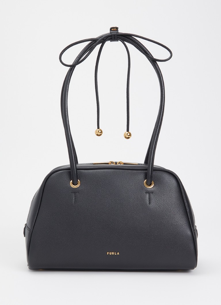 FURLA Dames Poppy M schoudertas van leer in de kleur Zwart, maat: 1SZ