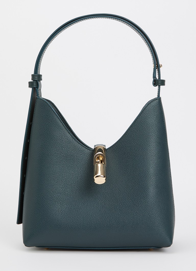 FURLA Dames Goccia S schoudertas van leer met verstelbare schouderriem in de kleur Donkergroen, maat: 1SZ