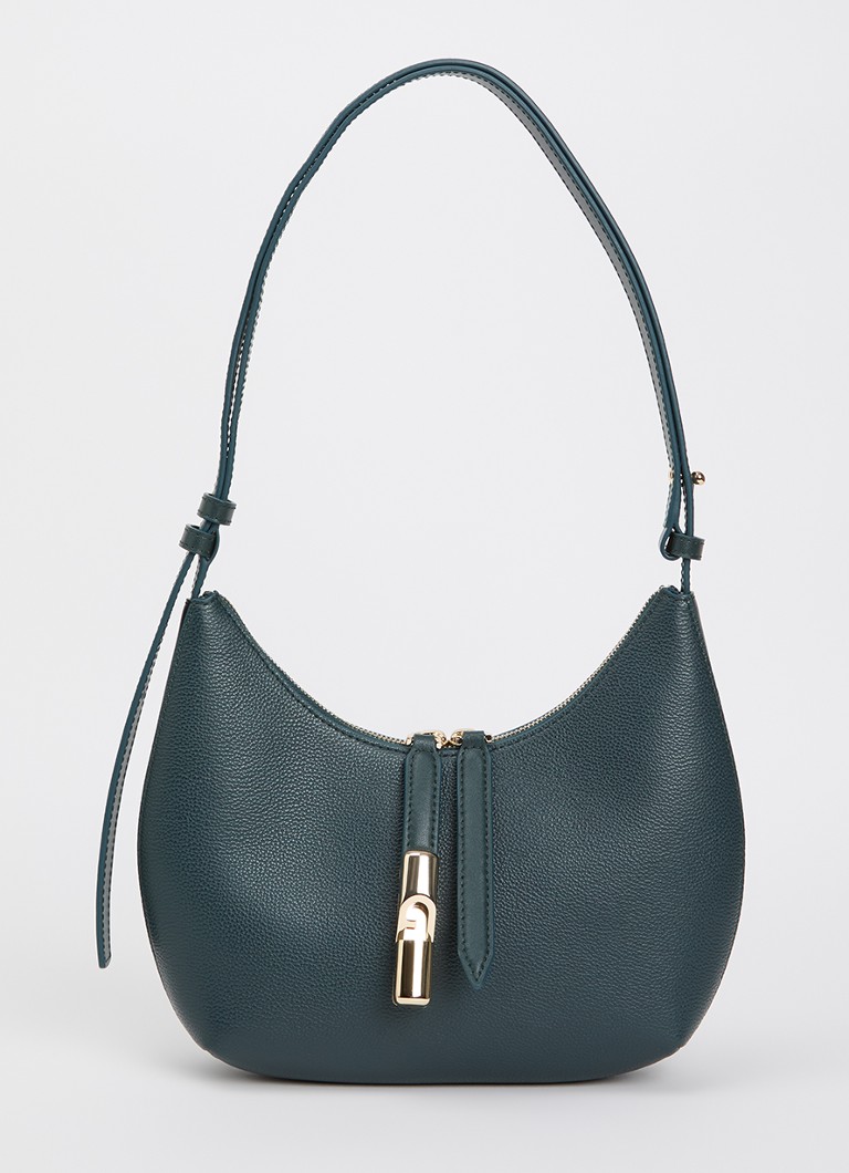 FURLA Dames Goccia S schoudertas van leer in de kleur Donkergroen, maat: 1SZ