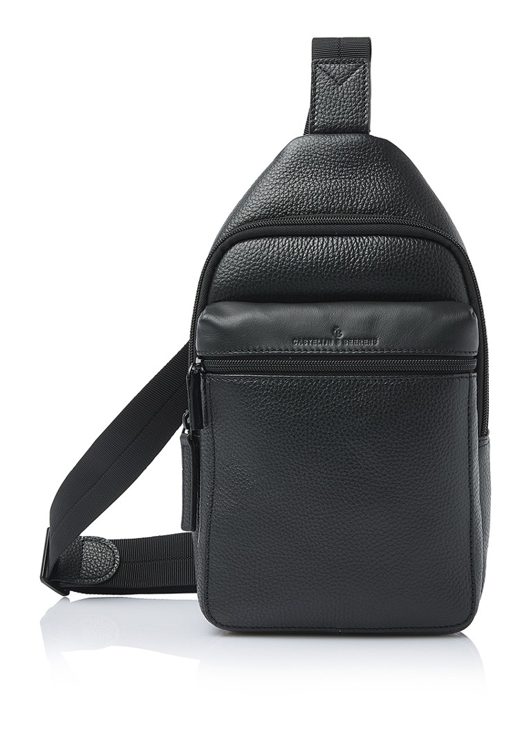 Castelijn & Beerens Heren Crossbodytas van leer in de kleur Zwart, maat: 17x31cm