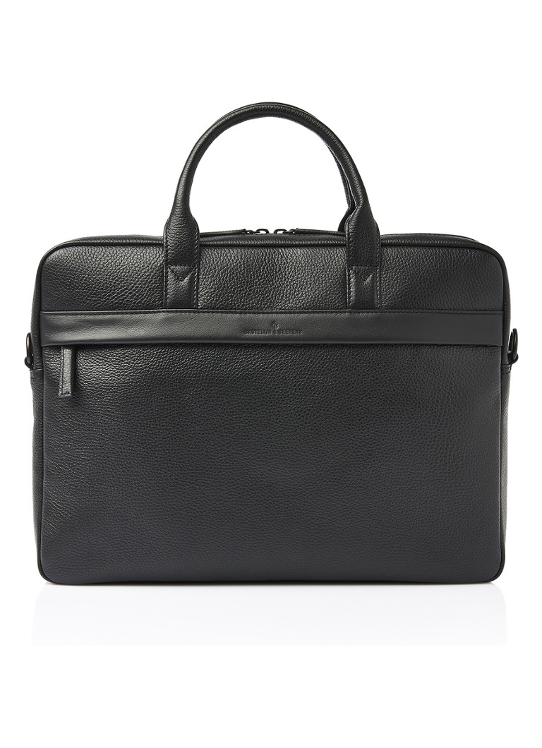 Castelijn & Beerens Moss laptoptas van leer met 17 inch laptopvak Zwart - Deal