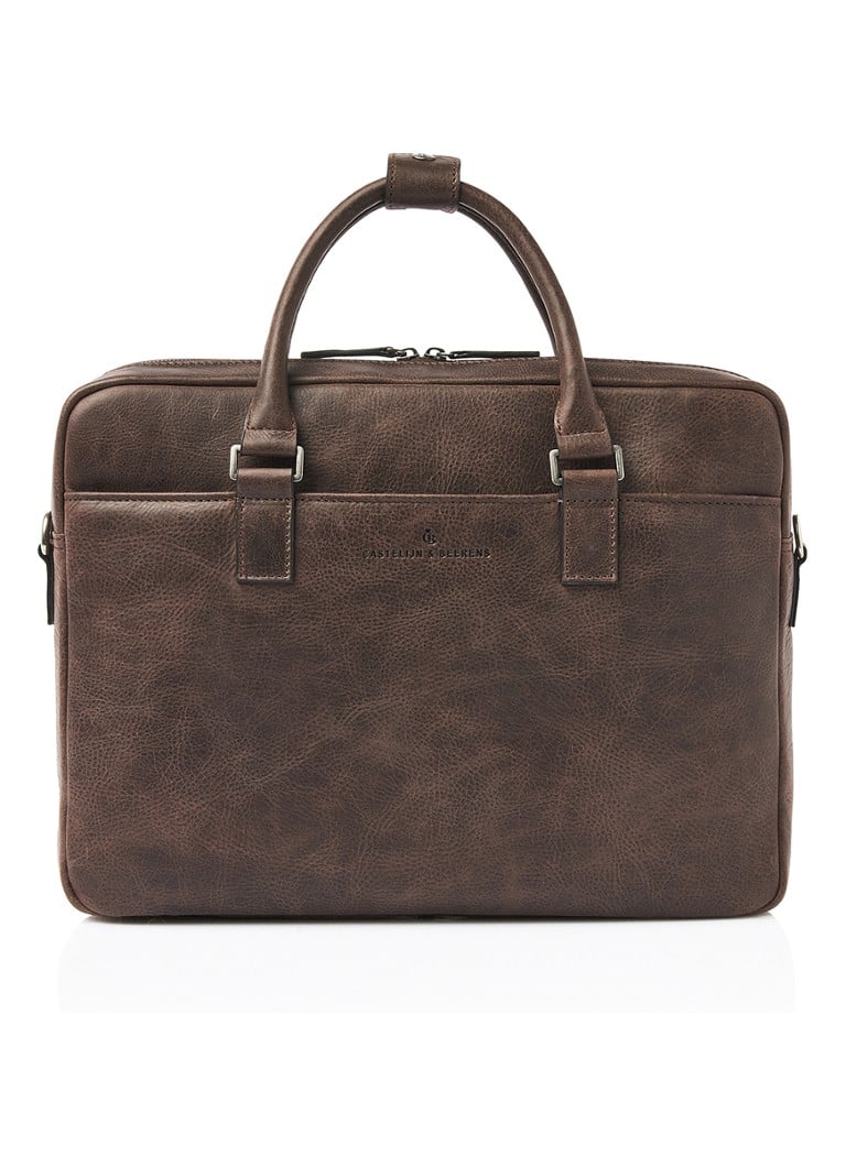 Castelijn & Beerens Laptoptas van leer met 15,6 inch laptopvak Bruin - Deal