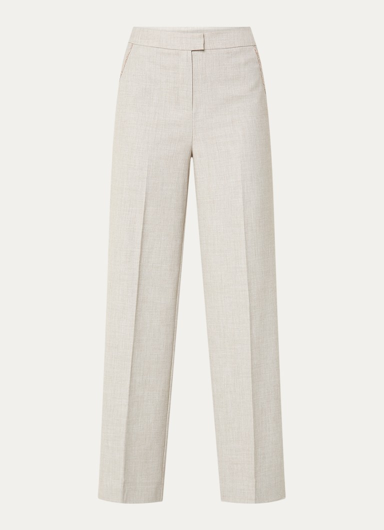 NIKKIE Dames Pateete mid waist straight fit pantalon met steekzakken in de kleur Creme