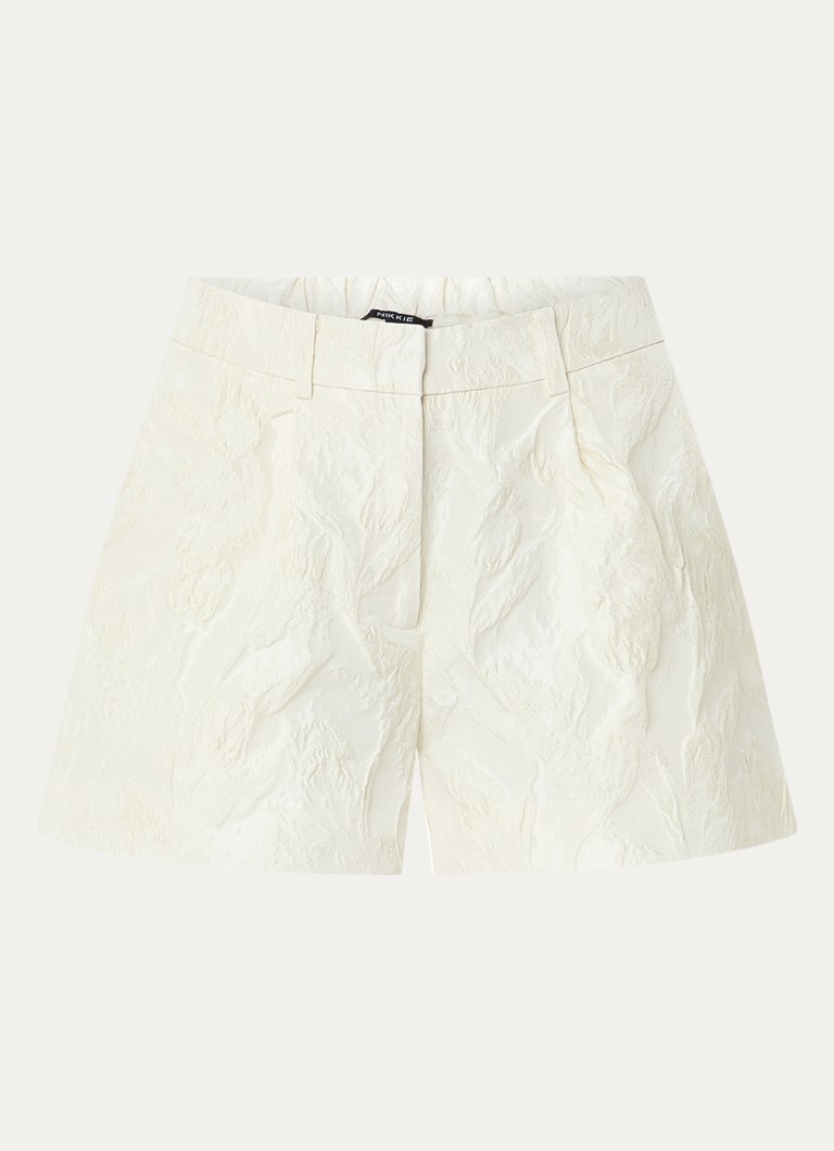 NIKKIE Dames Pamona high waist straight fit korte broek met steekzakken in de kleur Creme
