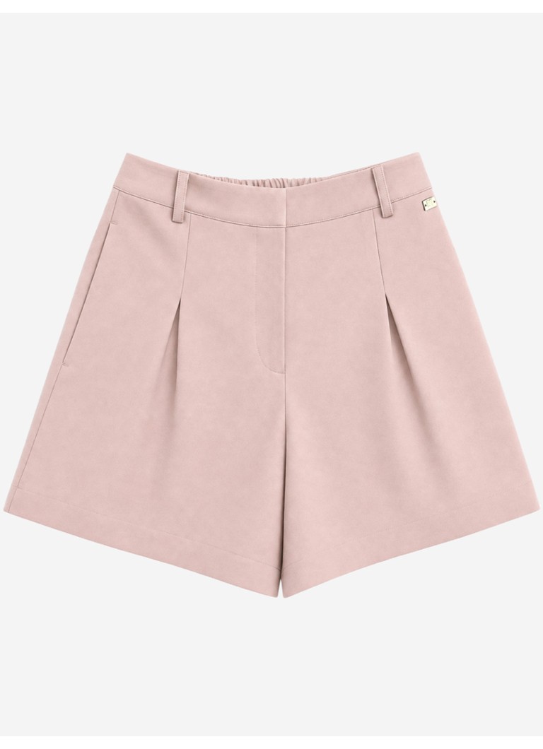 NIKKIE Dames Reims high waist straight fit korte broek met steekzakken in de kleur Peach Skin