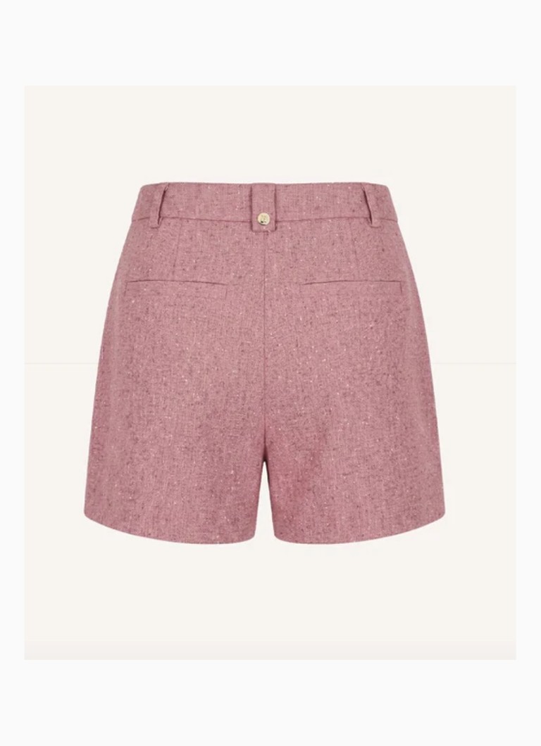NIKKIE Dames Reza high waist straight fit korte broek met strass in de kleur Donkerrood