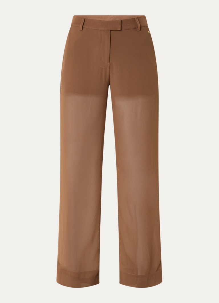 NIKKIE Dames Rioverde high waist straight fit pantalon van mesh in de kleur Bruin