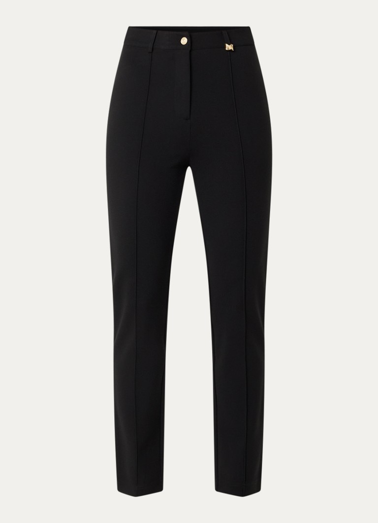 NIKKIE Dames Rivello high waist slim fit pantalon van jersey met siernaad in de kleur Zwart