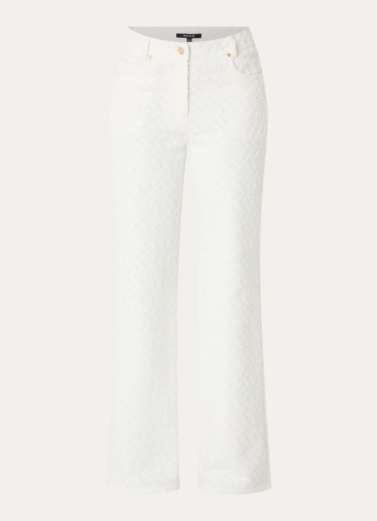 NIKKIE Dames Rosetta mid waist straight leg jeans met gekleurde wassing in de kleur Wit