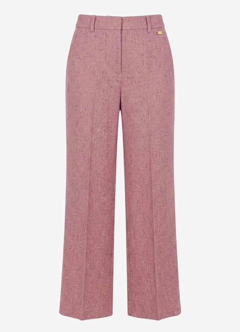 NIKKIE Dames Reza mid waist straight fit broek met steekzakken in de kleur Peach Skin