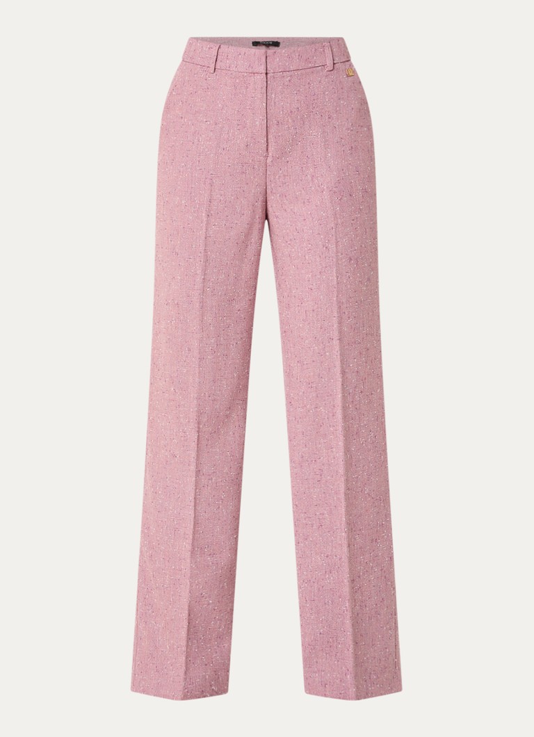 NIKKIE Dames Reza mid waist straight fit broek met steekzakken in de kleur Peach Skin