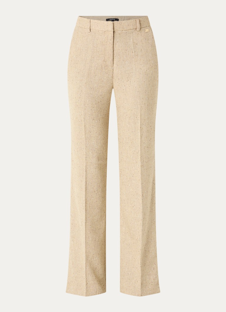 NIKKIE Dames Reza mid waist straight fit broek met steekzakken in de kleur Vanillegeel