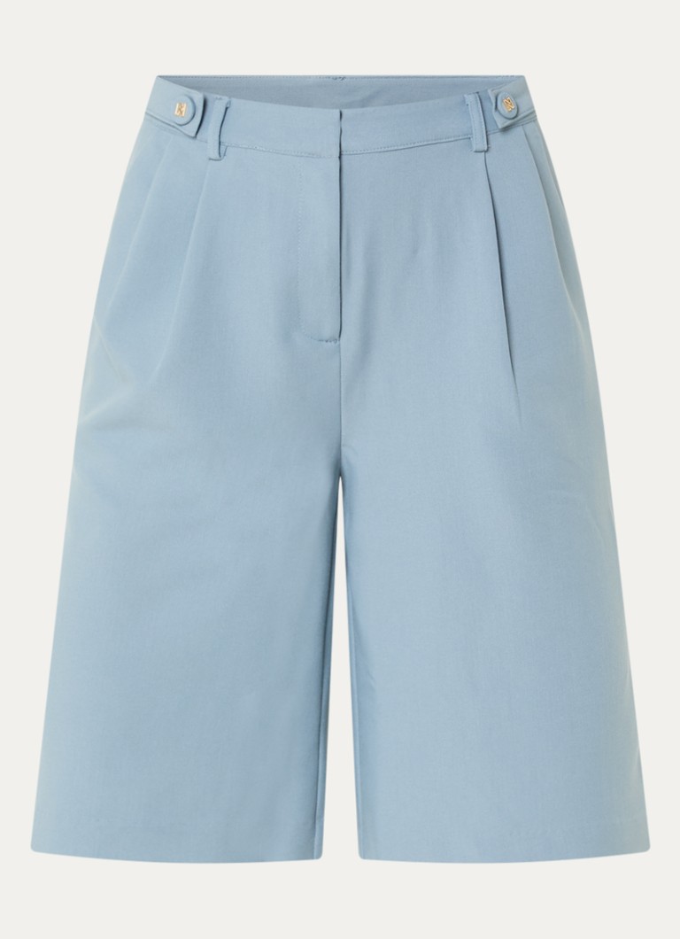 NIKKIE Dames Alani high waist straight fit korte broek met steekzakken in de kleur Blauwgrijs