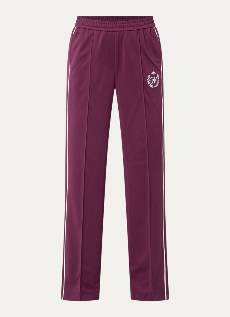 NIKKIE Dames Alara high waist straight fit trackpants met logoborduring in de kleur Aubergine
