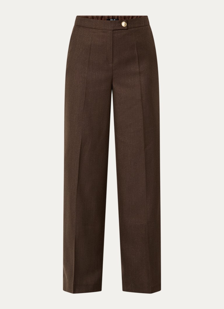 NIKKIE Dames Anou high waist straight fit pantalon met steekzakken in de kleur Donkerbruin