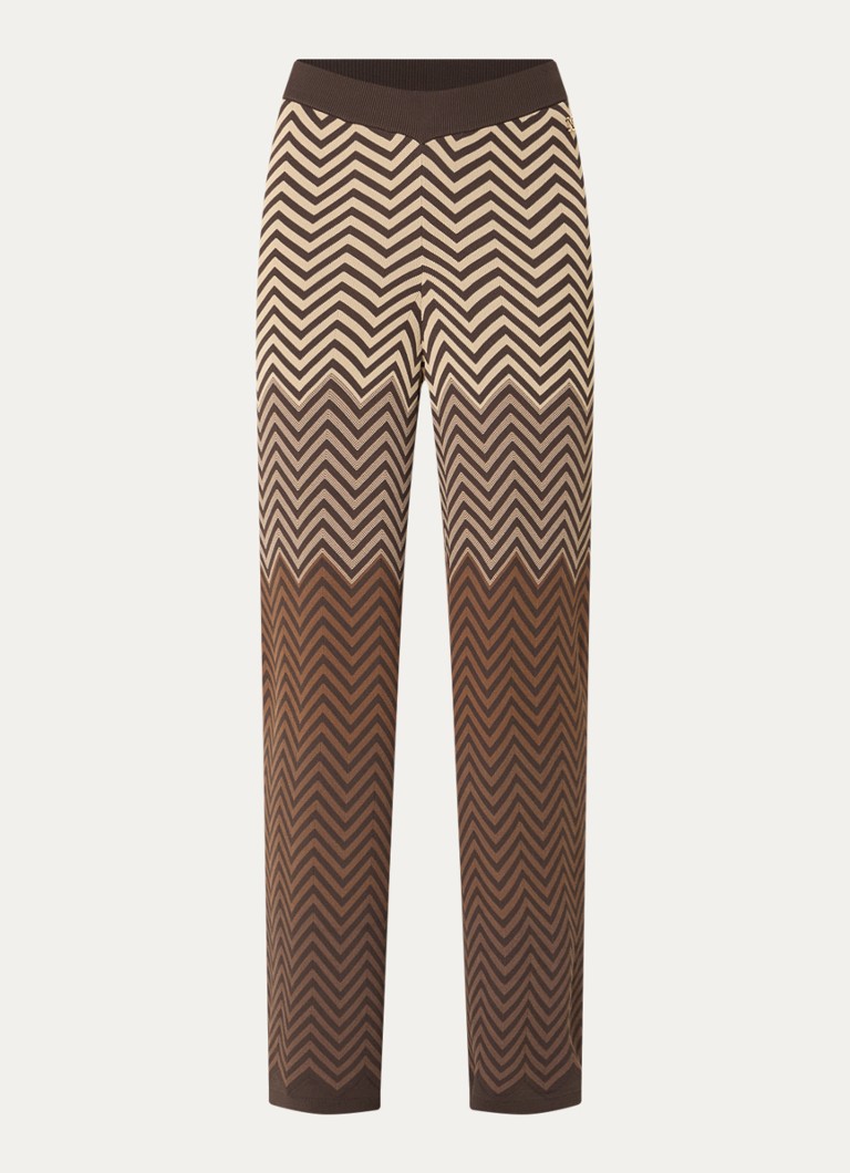 NIKKIE Dames Avva fijngebreide broek met print in de kleur Bruin