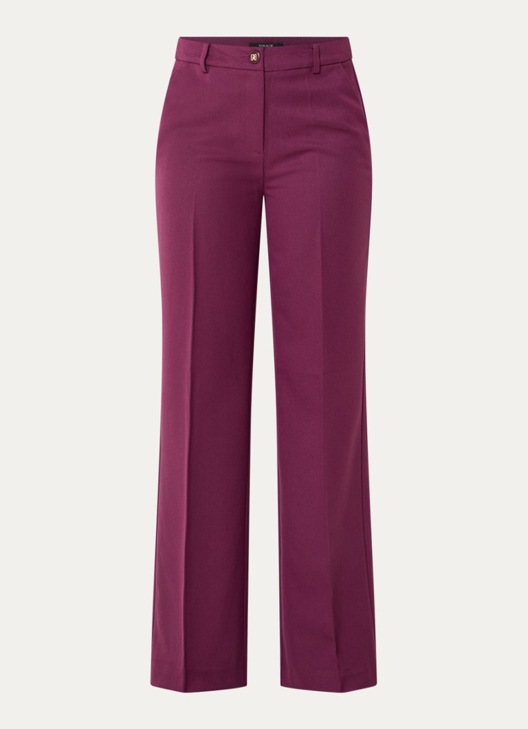 NIKKIE Dames Ashira high waist straight fit pantalon met persplooi in de kleur Aubergine