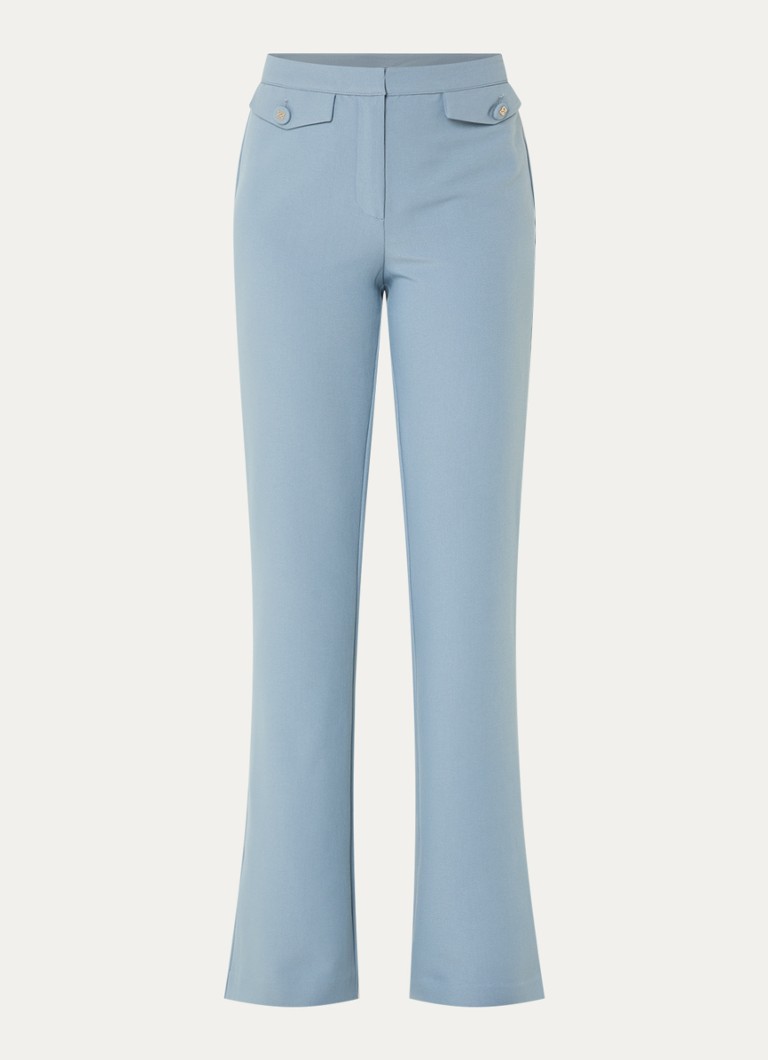 NIKKIE Dames Alani mid waist straight fit pantalon met stretch in de kleur Lichtblauw