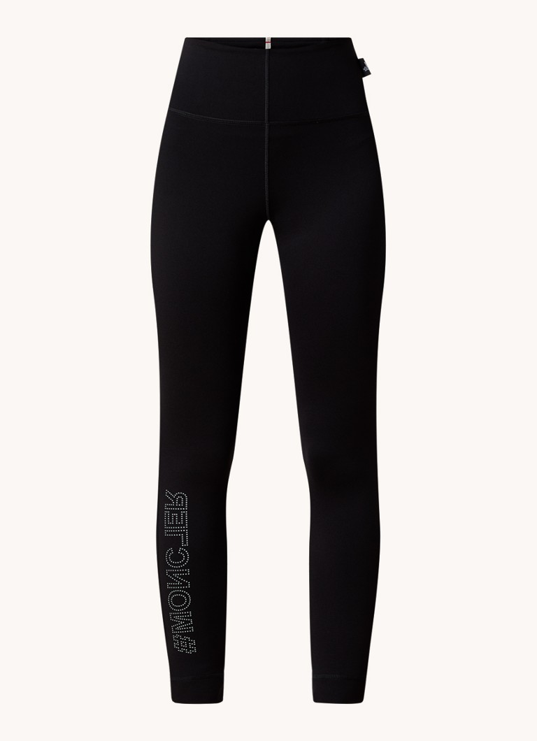 Moncler Dames High waist legging met logo in de kleur Zwart, maat: XS