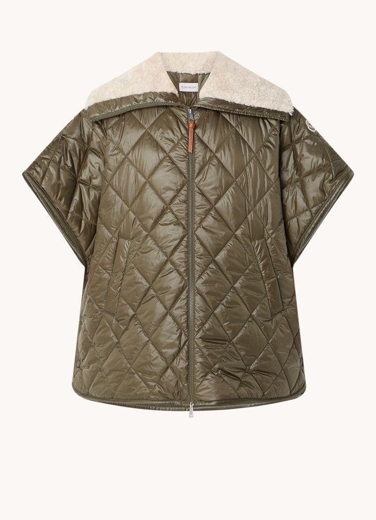 Moncler Dames Gewatteerde cape met donsvulling en steekzakken in de kleur Olijfgroen, maat: 1 SIZE