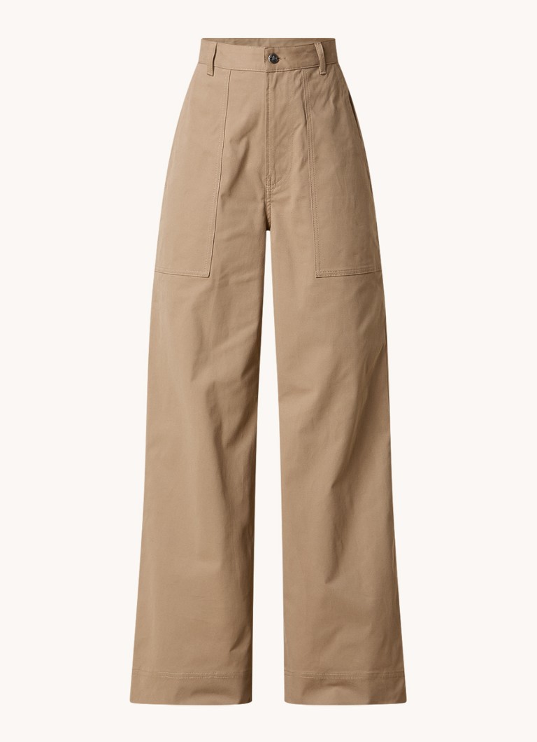 Moncler Dames High waist loose fit chino met steekzakken in de kleur Zand, maat: 36