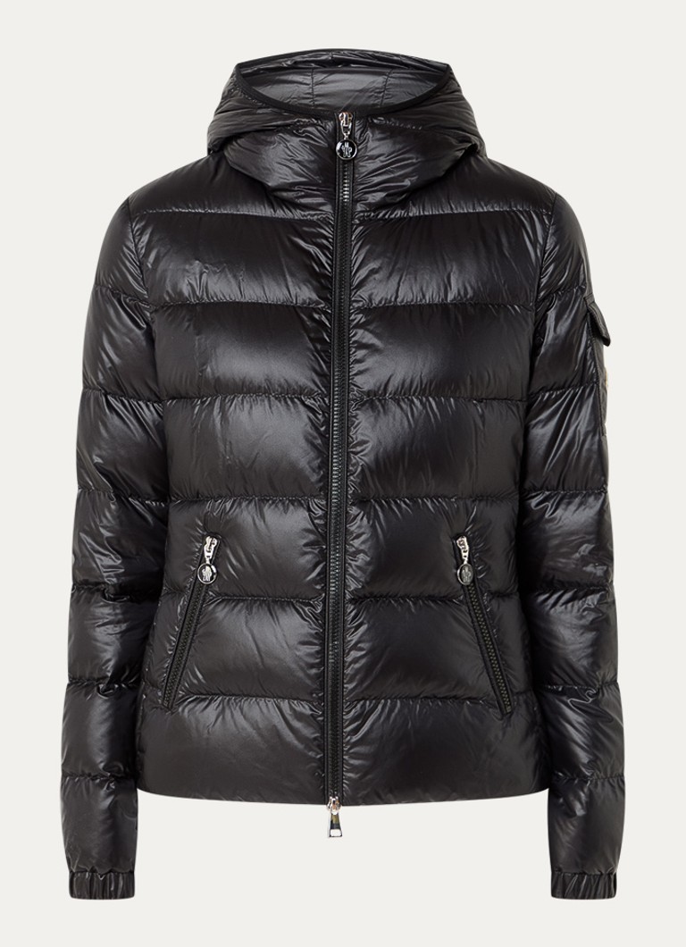 Moncler Dames Gles gewatteerd jack met donsvulling en capuchon in de kleur Zwart, maat: XS