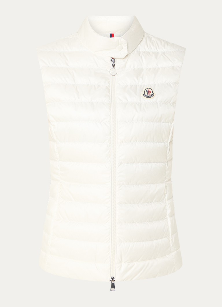 Moncler Dames Igens gewatteerde bodywarmer met donsvulling en logo in de kleur Gebroken wit, maat: S