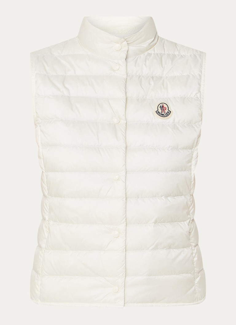 Moncler Dames Liane gewatteerde bodywarmer met donsvulling en logo in de kleur Gebroken wit, maat: XL