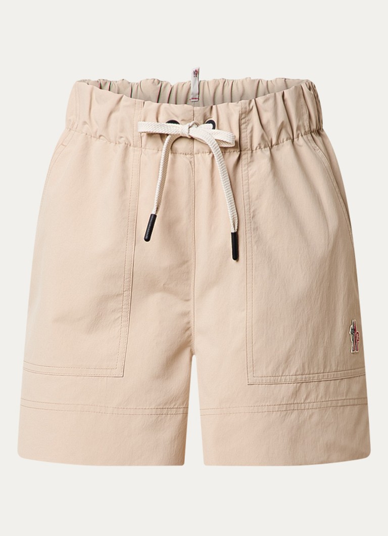 Moncler Dames High waist wide fit korte broek met steekzakken en logo in de kleur Beige, maat: M