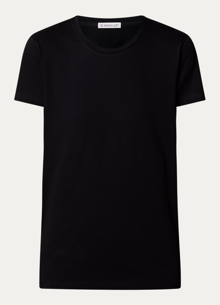 Moncler Dames T-shirt met logoborduring in de kleur Zwart, maat: L